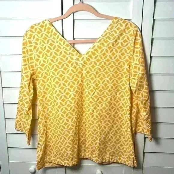 Peter Millar V-Neck 3/4 Sleeve Top Size Small Orange/White - Picture 5 of 8